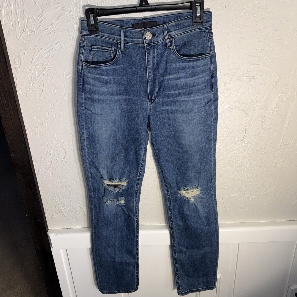 3x1 N.Y.C. Colby Distress‎ Jeans Women's Size 27X 26 Denim Medium Wash High Rise